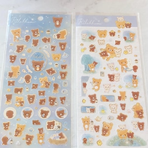 B75-B76 2019 Rilakkuma Sticker Sheet Gold accents