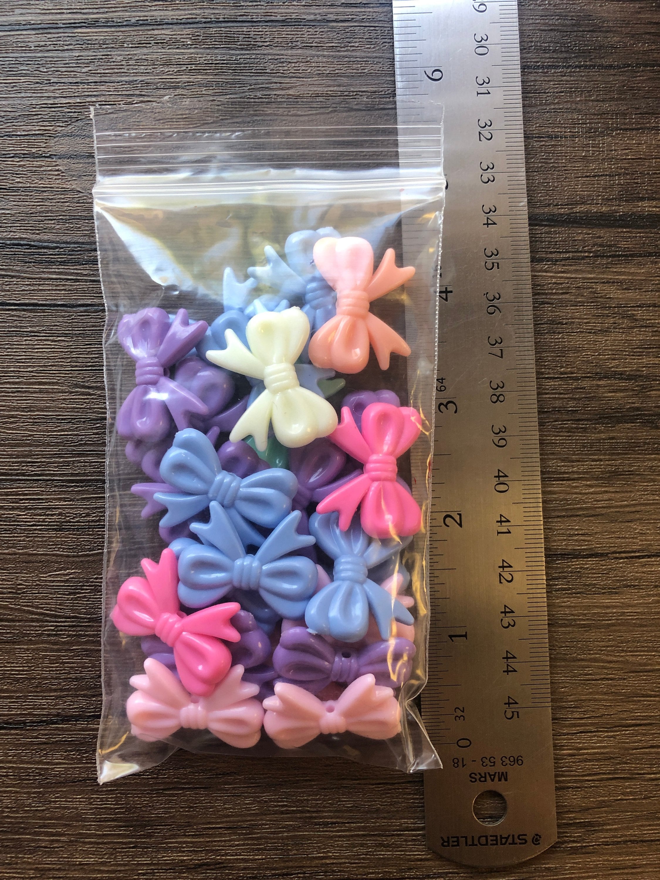 x 24pcs Pastel mix Bow beads 30mm x 23mm