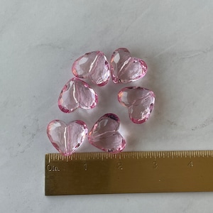 6pc Light Pink  Chunky Heart Beads