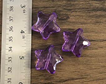 6pc Transparent Purple Chunky Star Beads #47