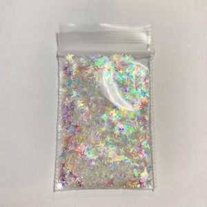 50# Transparent Iridescent 4 Point Star Confetti Glitter 1tsp