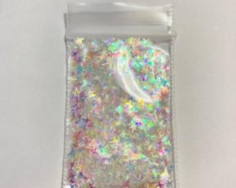 50# Transparente Iridiscente 4 Puntos Estrella Confeti Glitter 1tsp