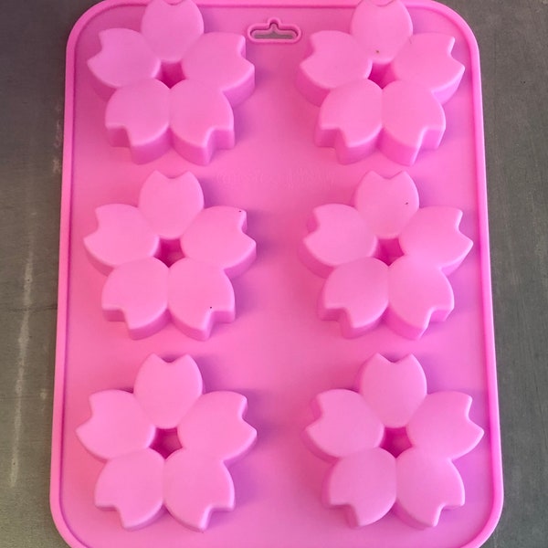 x Large 6 cavity shiny cherry blossom sakura silicone mold