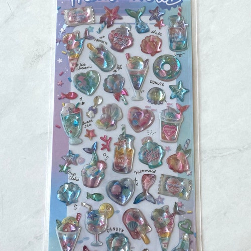 Melty Holic Blue Sheet Puffy Iridescent Pearl Sticker Sheet Etsy