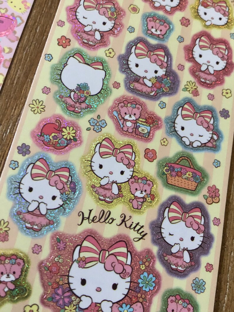new holographic hello kitty sticker sheet etsy
