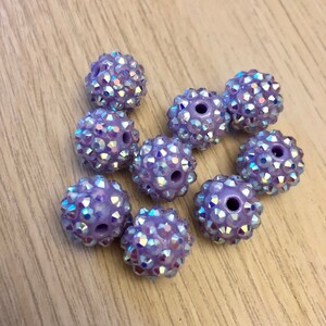 12pcs 14mm Purple Rhinestone Beads #21