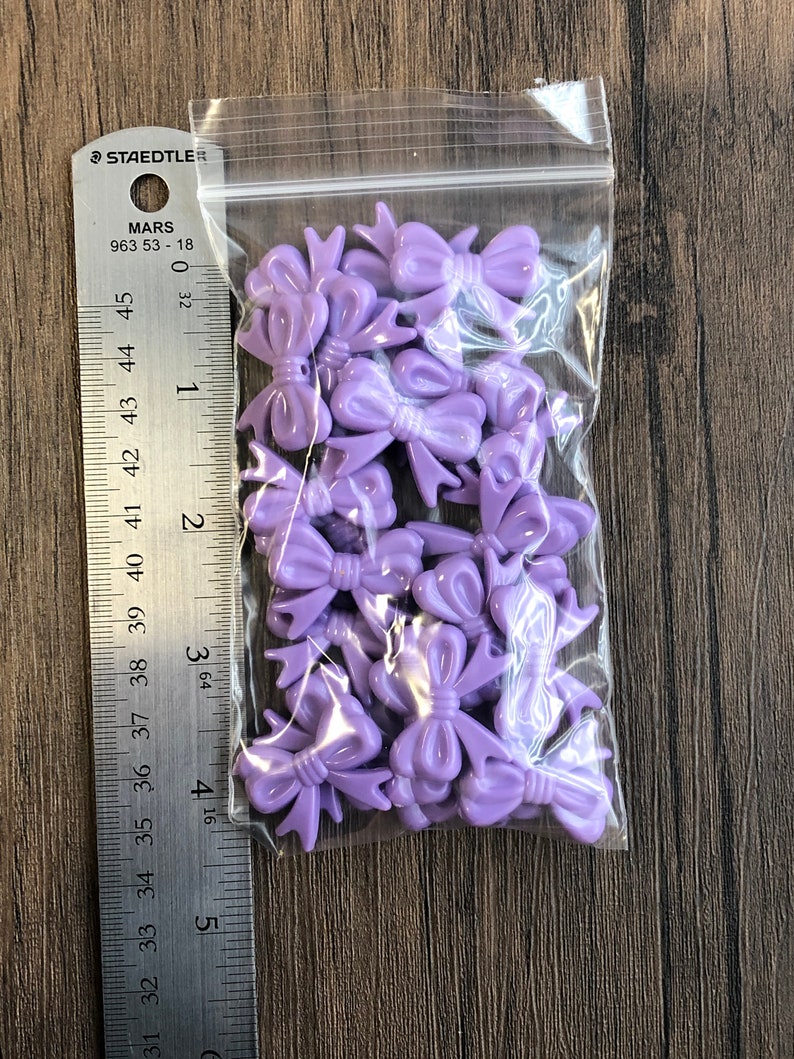 24pcs Purple Bow beads 30mm x 23mm