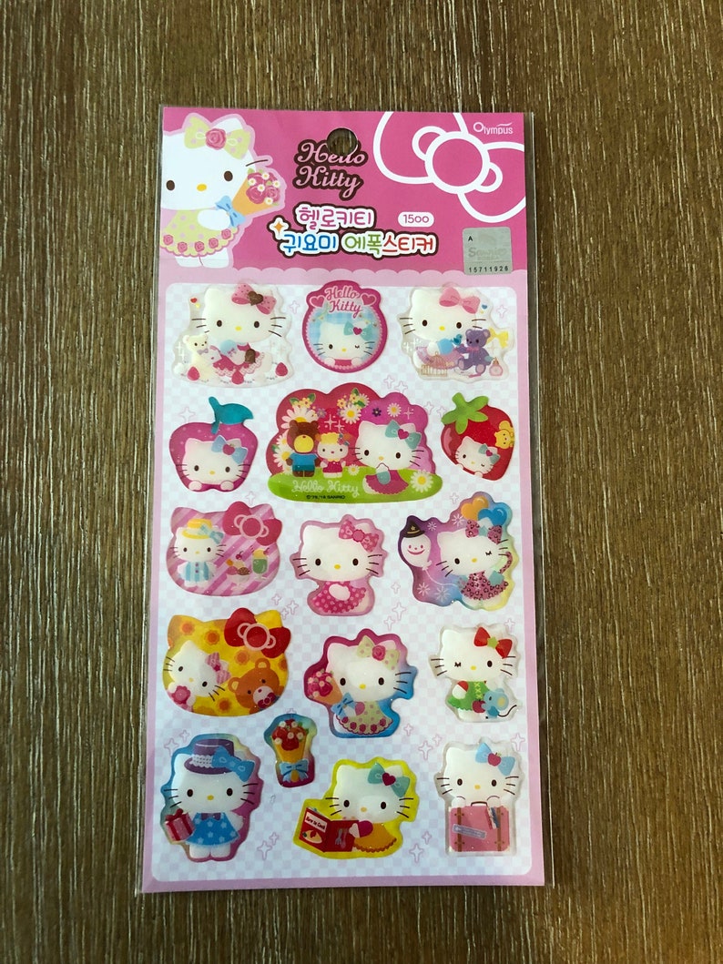 X Sanrio Hello Kitty Stickers Puffy with glitter accents Etsy