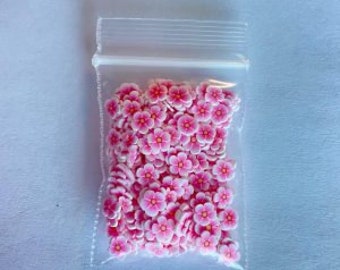 105# Pink Flower Clay Slices