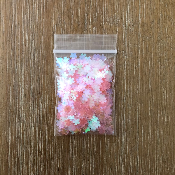 62# Transparent Light Pink flower sakura cherry blossom glitter confetti 1tsp