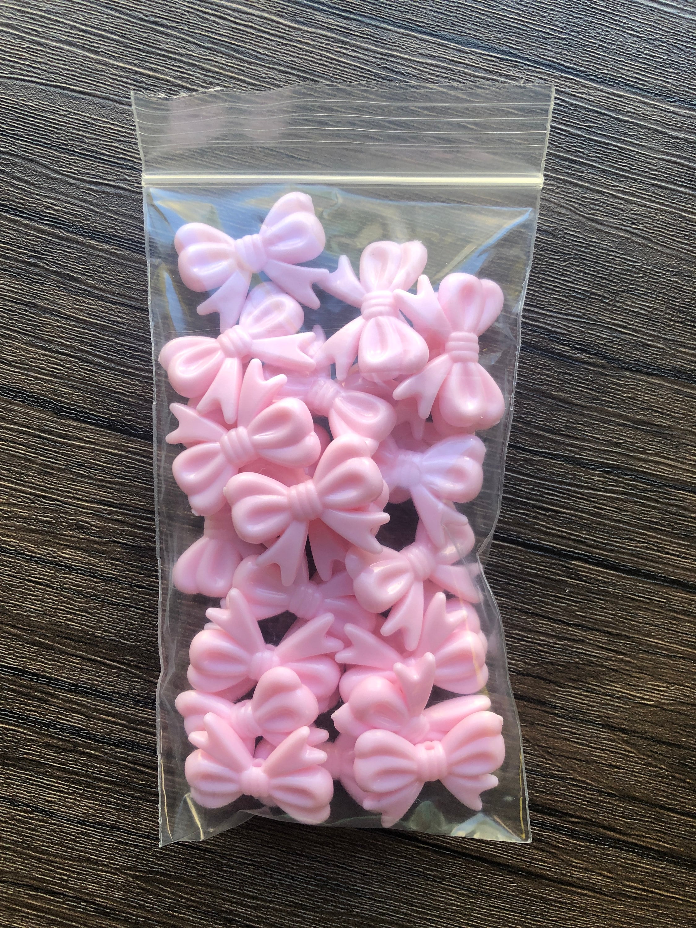 x 24pcs Pink Bow beads 30mm x 23mm