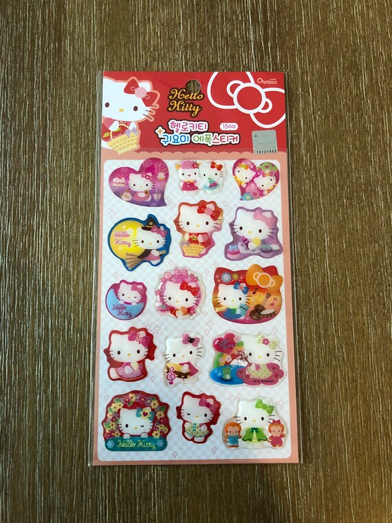 Sanrio Hello Kitty Stickers Puffy With Glitter Accents X Etsy