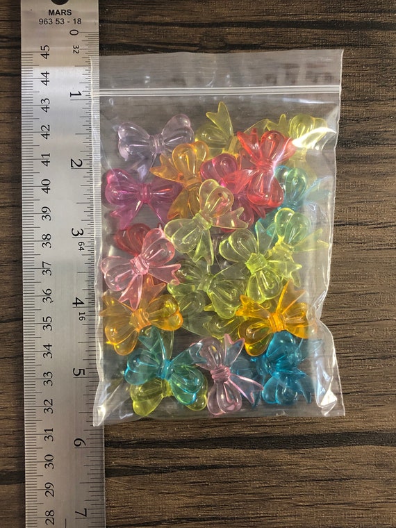 x 24pcs Clear Multicolored Bow beads 30mm x 23mm