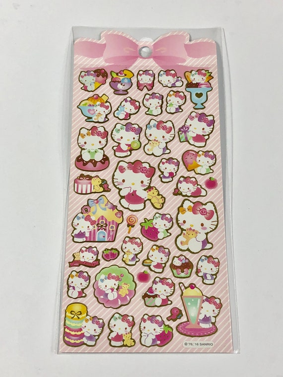 Sanrio Hello Kitty Stickers Hard Plastic Glitter Clock