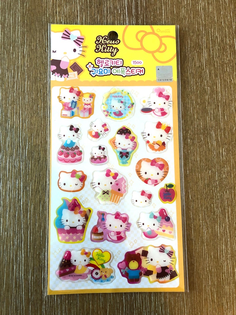 Sanrio Hello Kitty Stickers Puffy with glitter accents Etsy