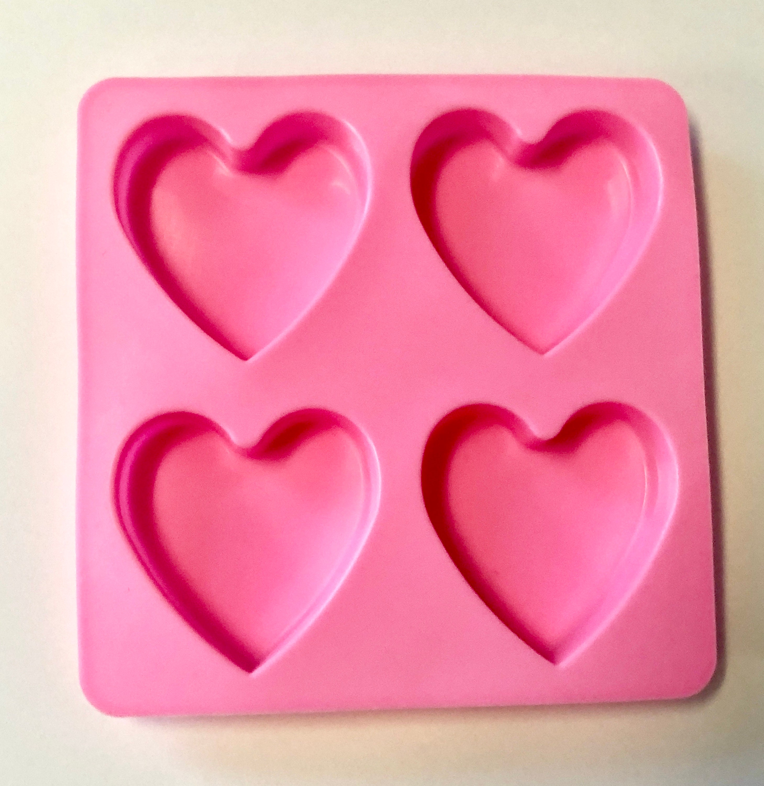 x Large 4 cavity shiny heart silicone mold