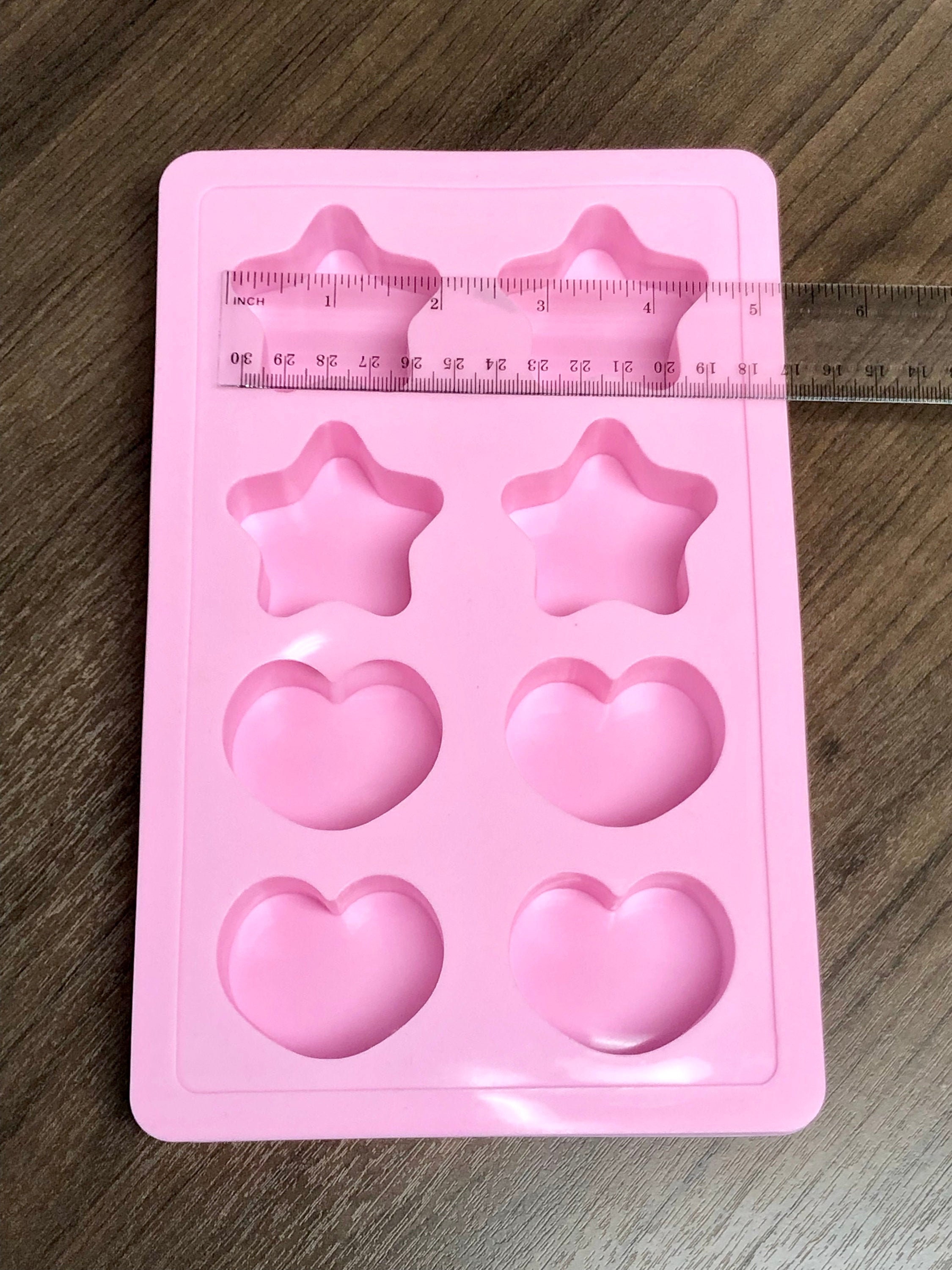x 8 cavity chubby heart and star shiny silicone mold