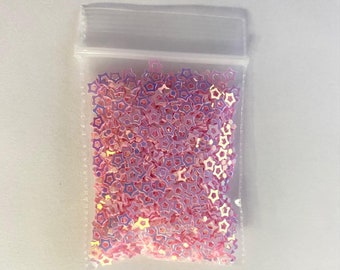 106# Pink Hollow Star glitter spangles 1tsp