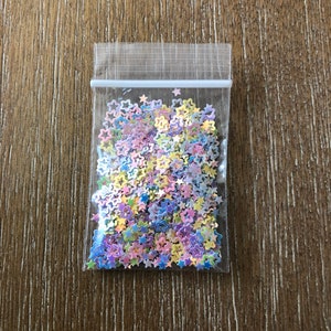 25# Colorful Iridescent Hollow star  glitter spangles 1tsp