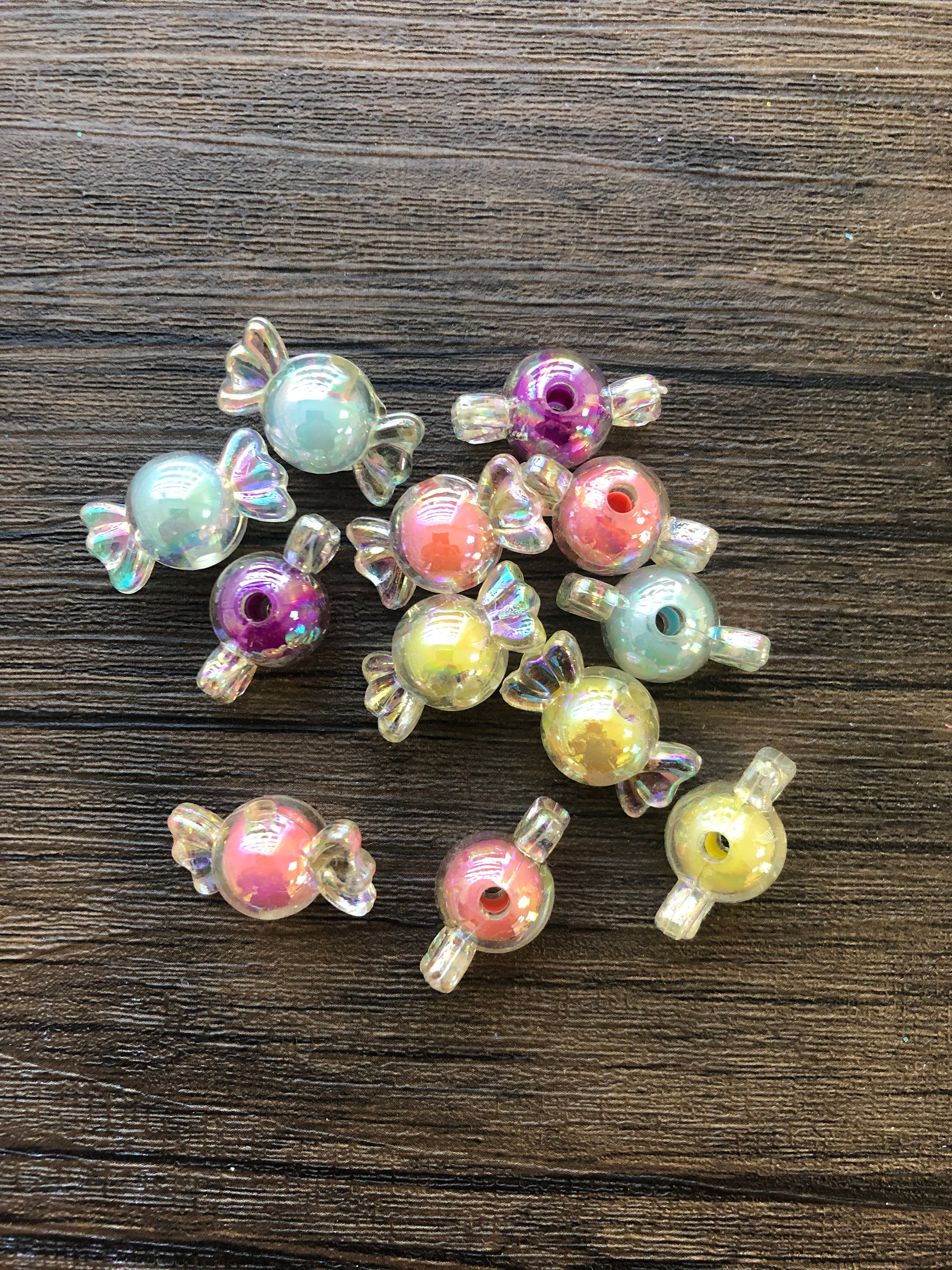 x 12pcs Iridescent Candy Beads