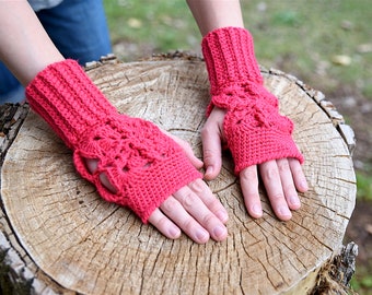 Crochet Pattern Only - Butterfly Kiss Fingerless Gloves