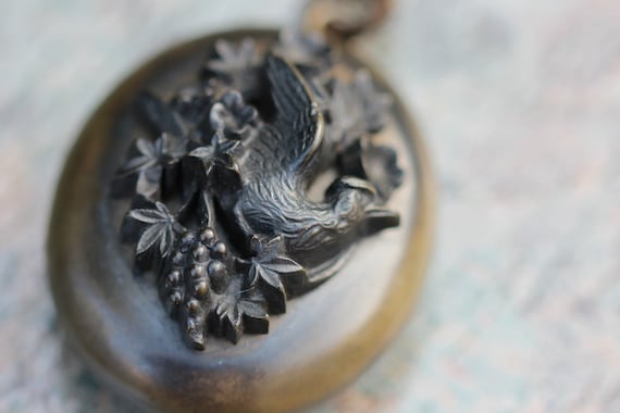 Victorian vulcanite mourning locket - image 1