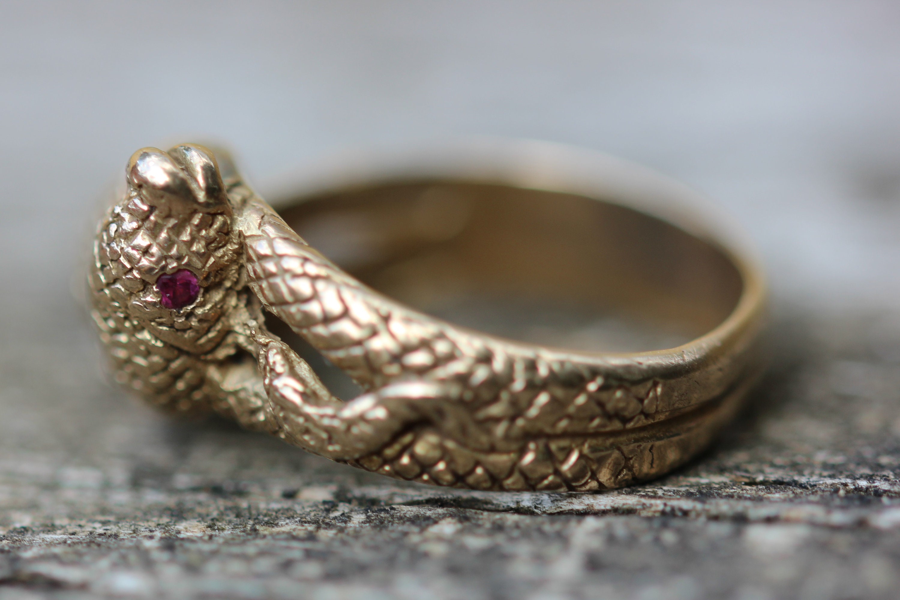 Vintage 9ct Gold Snake Ring With Two Snakes Entwined, Ruby Eyes - Etsy