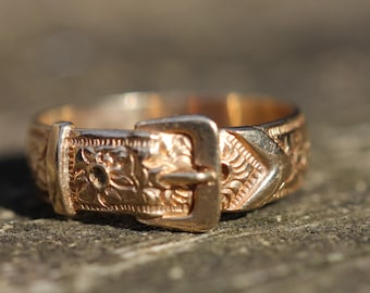 Grande anello vintage con fibbia in oro 9 carati, punzonato Birmingham, 1979