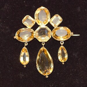 Victorian citrine girandole 15ct brooch