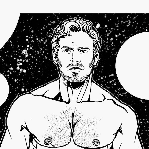 Male Nude Art Gay Marvel Comics Movie Guardians Galaxy Chris Pratt Starlord Cinematic Universe Ink Printable Download Hunk Sexy Muscle Man