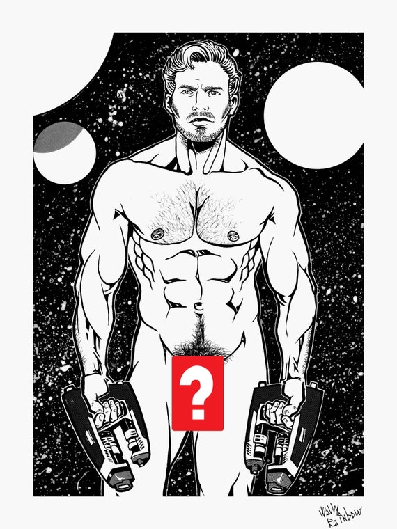 Male Nude Art Gay Marvel Comics Movie Guardians Galaxy Chris Pratt Starlord Cinematic Universe Ink Printable Download Hunk Sexy Muscle Man