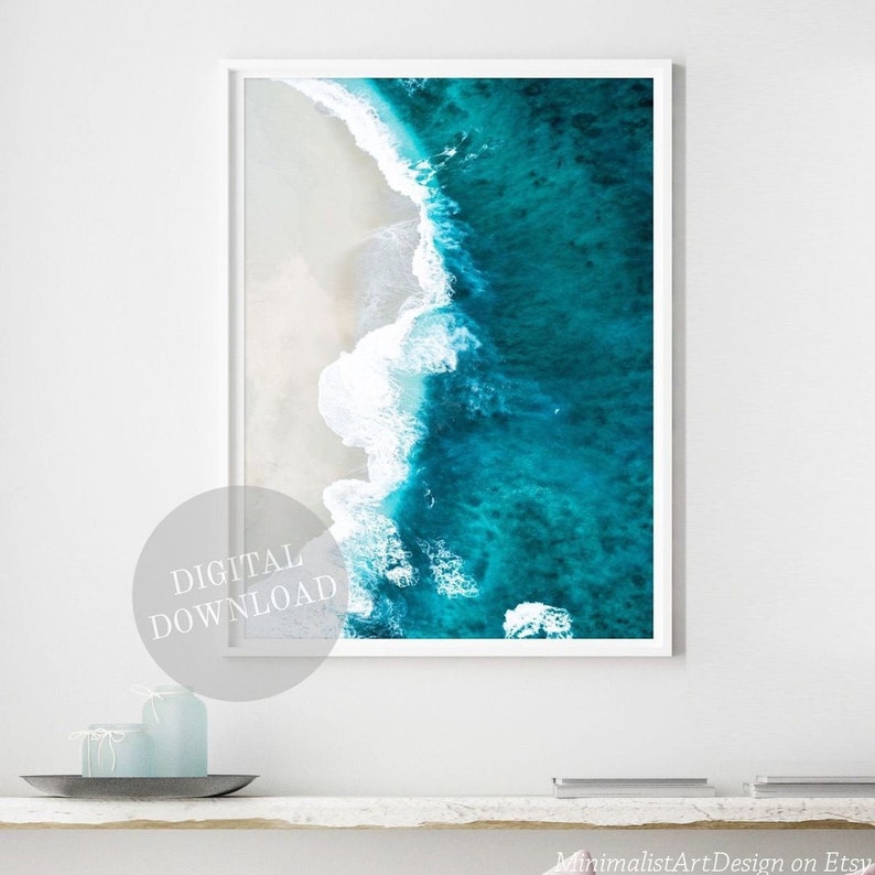 Ocean Print Set of Three Wall Art Prints Aerial Beach Etsy