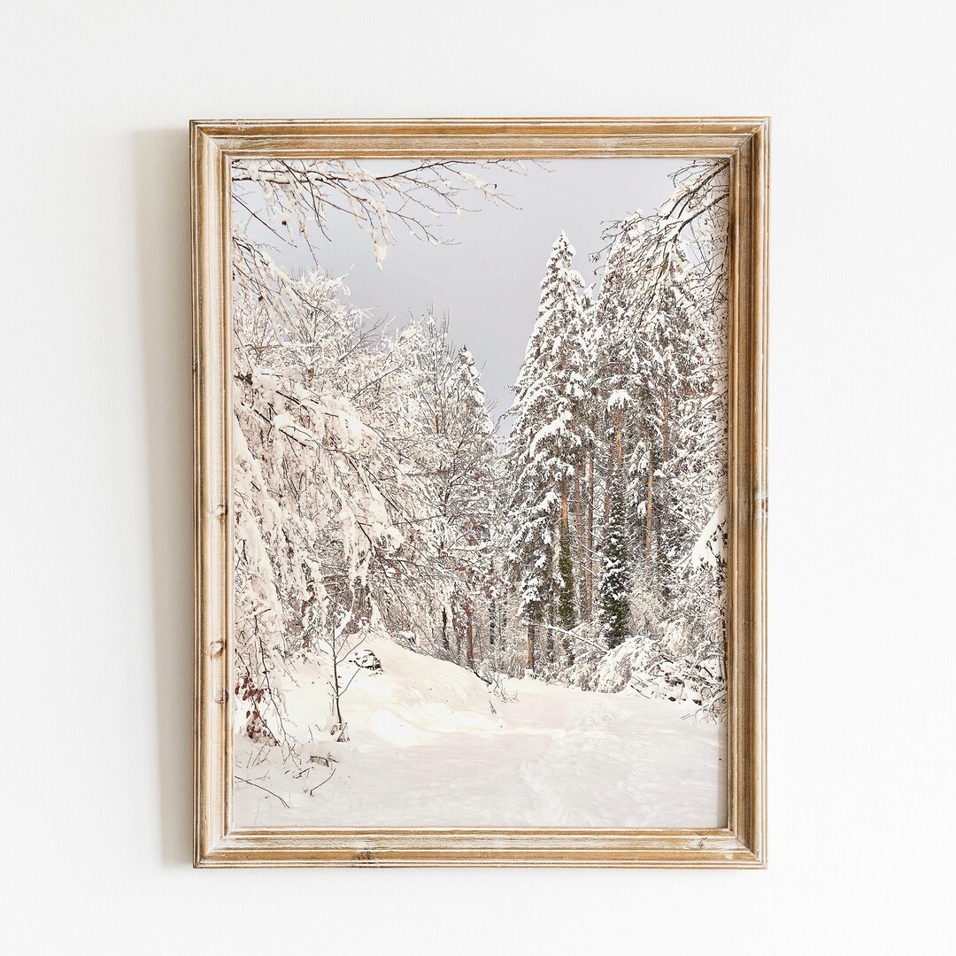 Winter Landscape Print, Rustic Wall Art, Farmhouse Decor, Winter Prints
