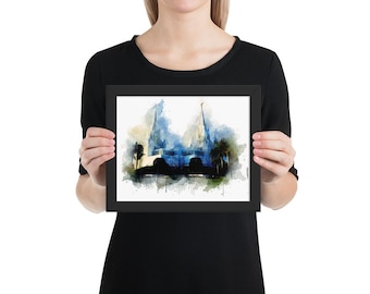 San Diego Temple Water Color Print