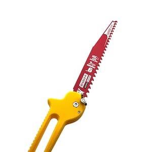Sierra plegable ultraligera de 9" con hoja de carburo y mango ergonómico para mochilerismo, senderismo, bushcraft y supervivencia.