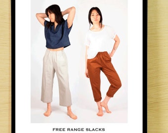 Free Range Slacks - Sizes 00 - 20 - Sewing Pattern by Sew House Seven - For Woven Fabrics - Confident Beginner