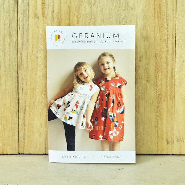 Geranium Dress - Sizes 0 to 5T - Girl's Sewing Pattern by Made by Rae - For Woven Fabrics