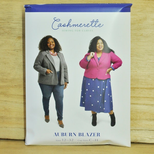 Auburn Blazer- Sizes 12 - 32 - Curvy Sewing Pattern by Cashmerette - For Mid to Heavyweight Wovens - Intermediate