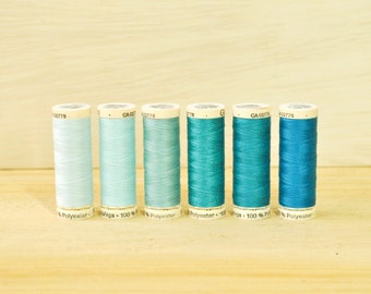 Gutermann Sew-All Polyester Thread - 110 yards/100 m - Turquoise & Aqua Blues - Sold Separately