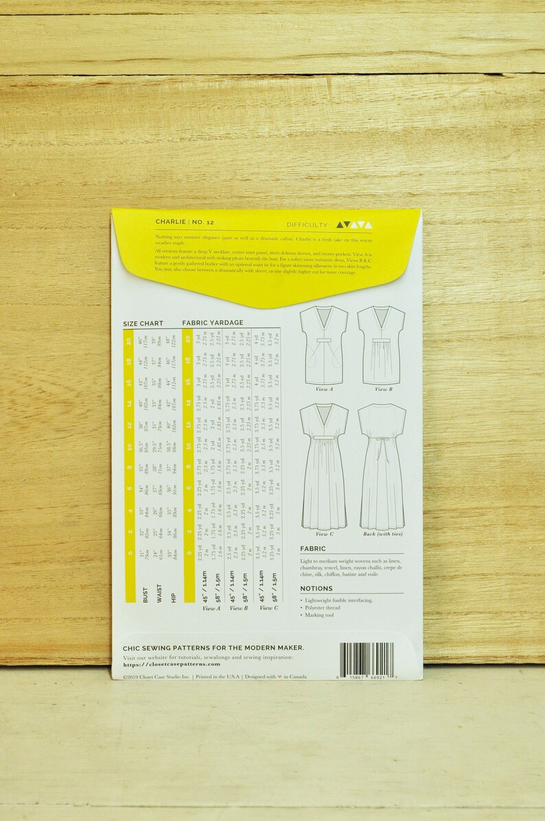 Charlie Patterns Charlie Caftan Dress Sewing Pattern by Closet Case/closet - Etsy