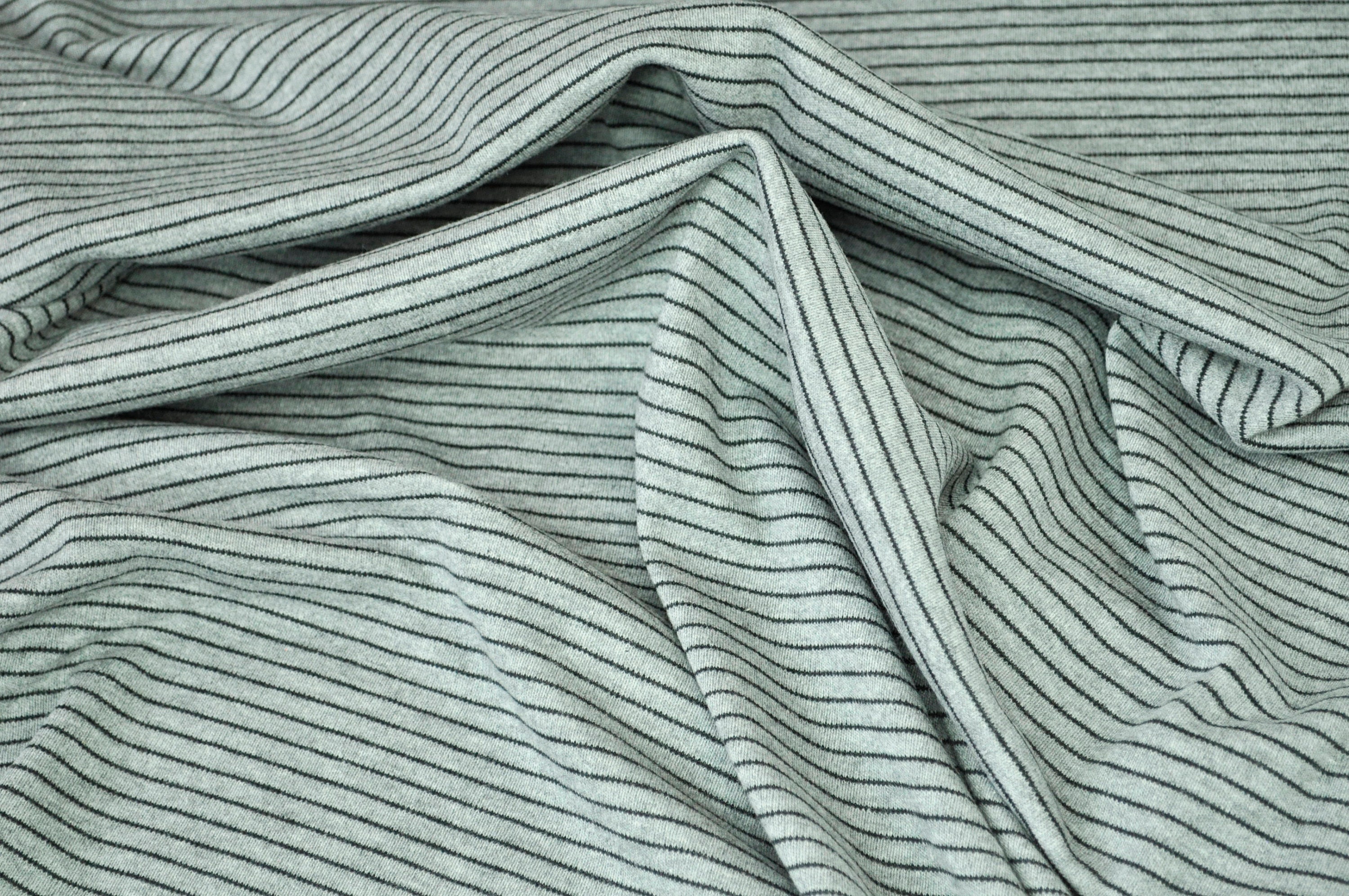 Grey Heather/Green 2 Stripe Jersey Knit Fabric - SKU 275