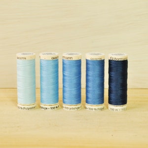 Gutermann Sew-All Polyester Thread - 110 yards/100 m - Blues - Sold Separately