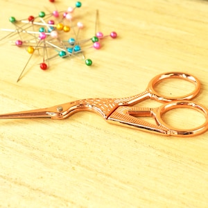 Rose Gold Stork Embroidery Scissors