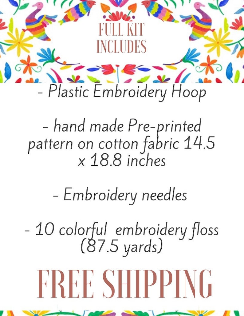 embroidery kit diy table mat embroidery kit embroidery pattern creative gift Otomi mexican embroidery kit Craft gift DIY gift