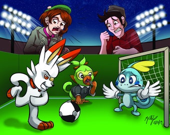 A4 Art Print - Pokémon Sword and Shield - Starters on the field