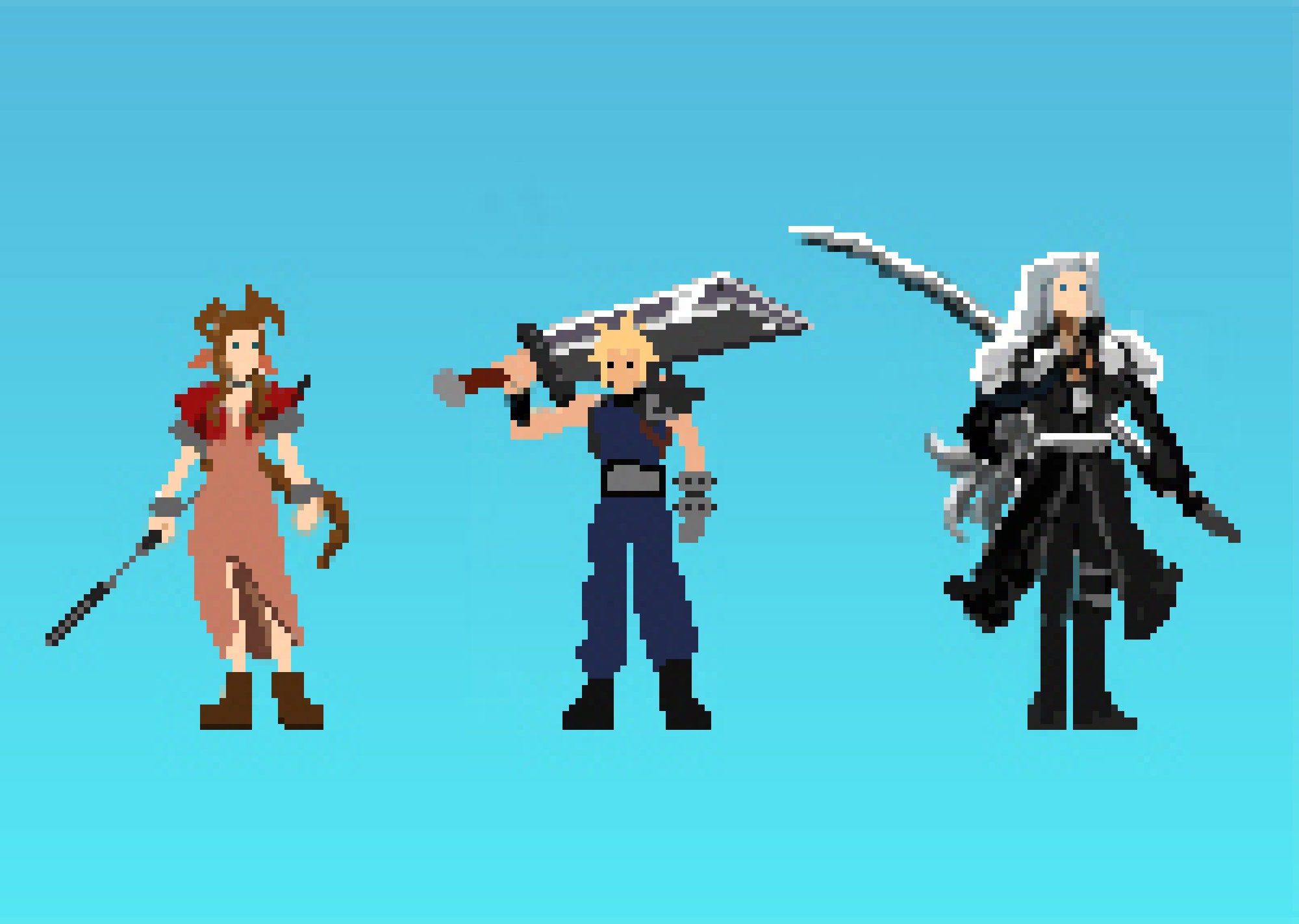 Final Fantasy 7 Pixel Art A4 Print - Etsy UK
