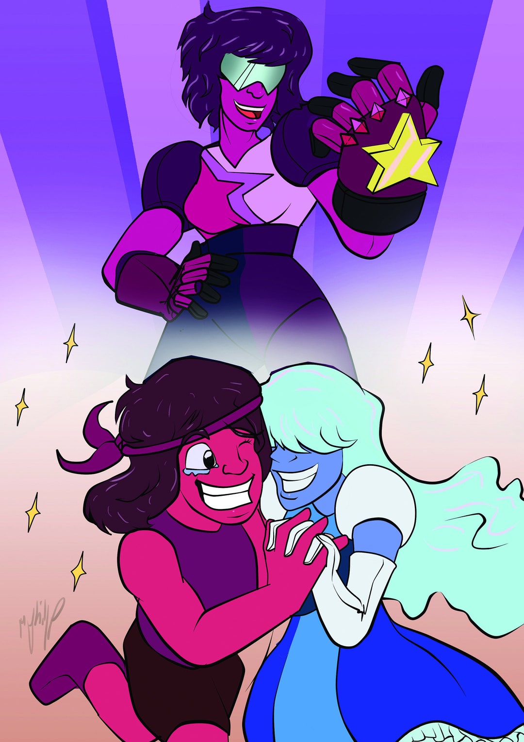 Steven Universe Sapphire and Ruby Fusion A4 Print Etsy