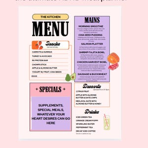 Editable ADHD Meal Planner, Meal Planner Template, Printable Meal Planner, Grocery List Template, ADHD Meal Planning Guide, Home Management