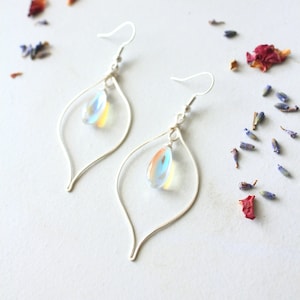 Holographic Earrings - Rainbow Quartz Earrings - Hoop Earrings - Crystal Earrings - Colorful Earrings - Elegant Hoops - Gemstone Earrings