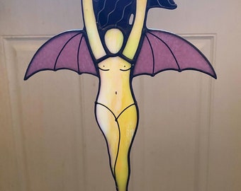 Stained glass naked Nadja vampire bat